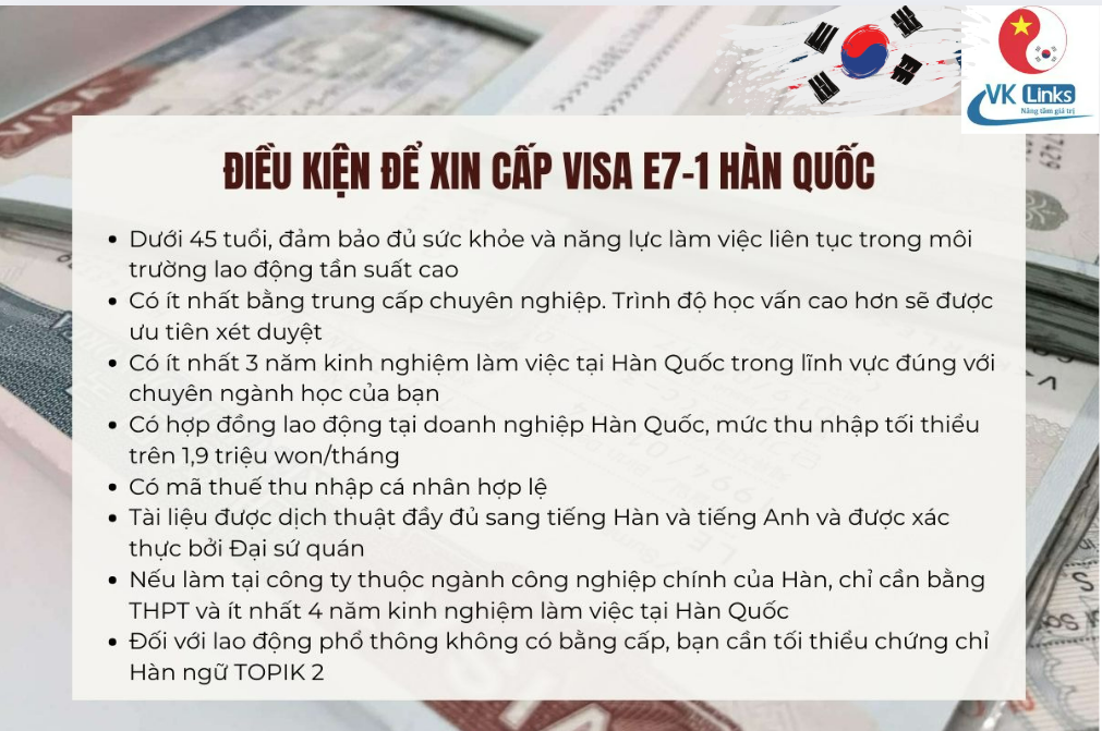 Điều kiện Visa E7 Hàn Quốc